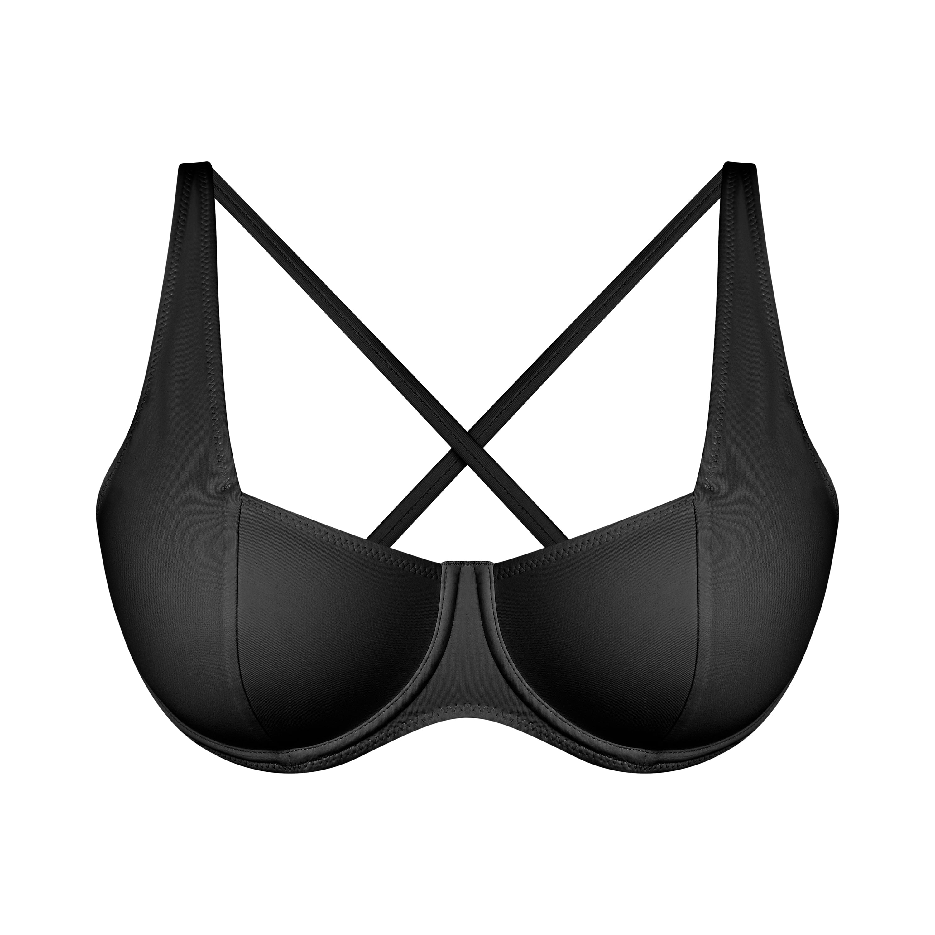 Black Balconette Shaped Swimwear snug bikini  top